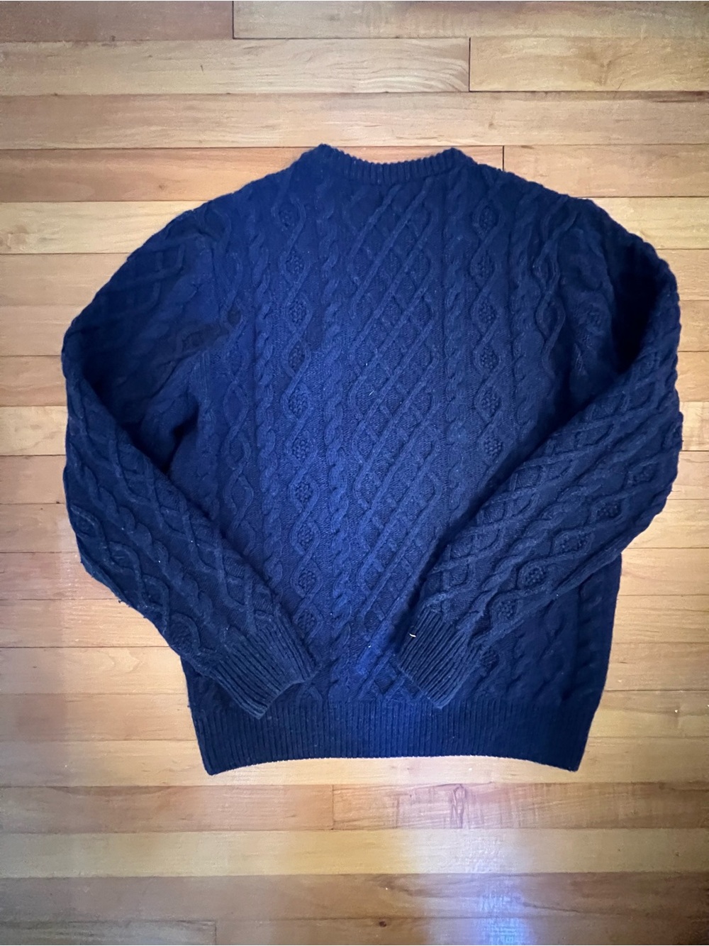 Octobré Editions Cable-Knit Oliver Crewneck Sweater - Navy Blue - Picture 2 of 3